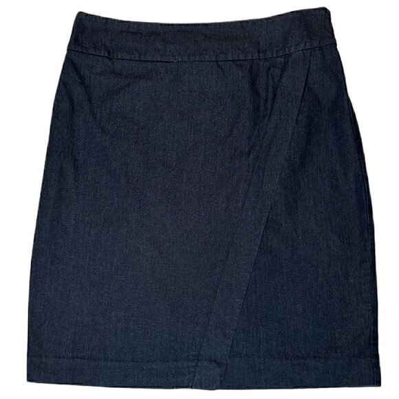 Ann Taylor Factory Short Faux Wrap Dark Denim Look Skirt - Picture 1 of 4